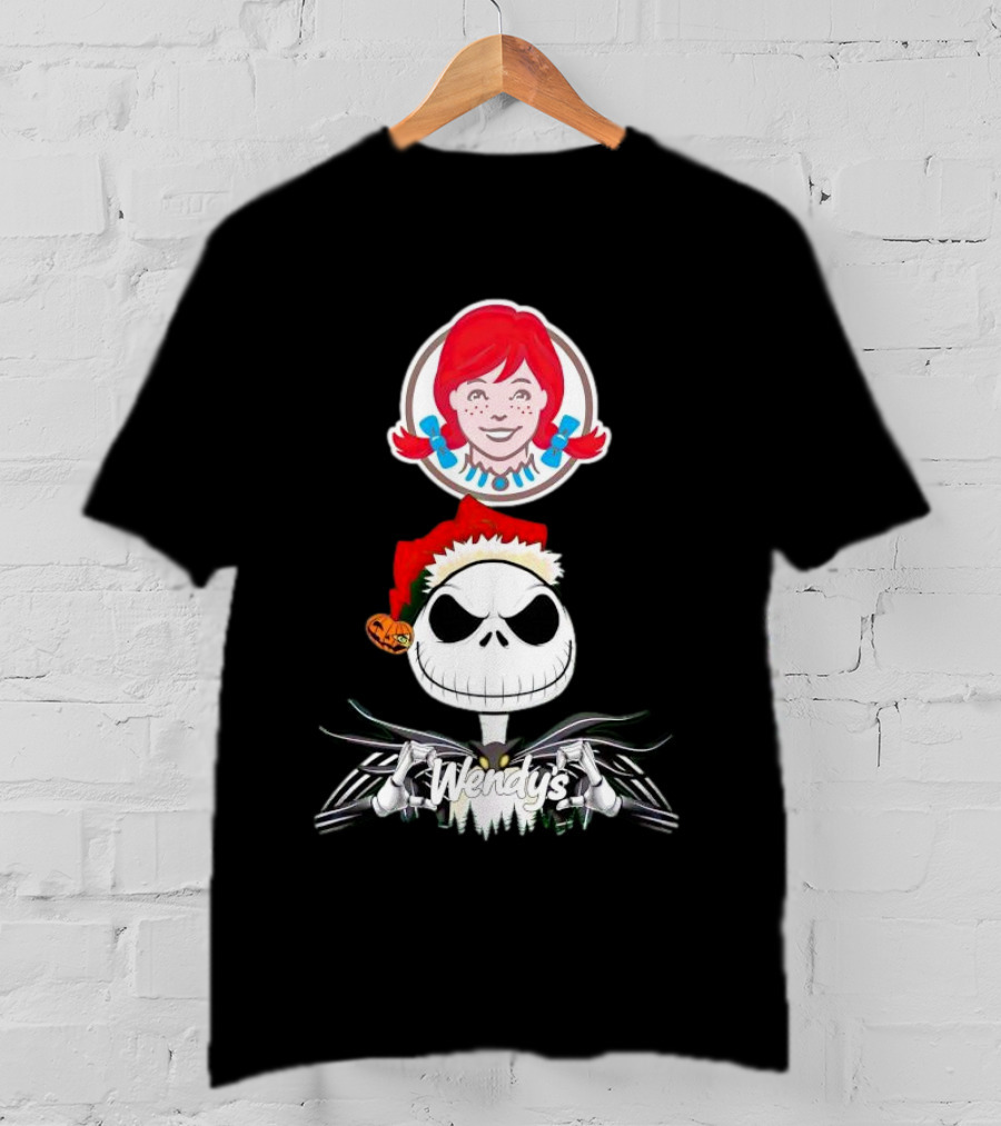 Jack Skellington Wendy’s Christmas Santa Hat Pumpkin T-Shirt