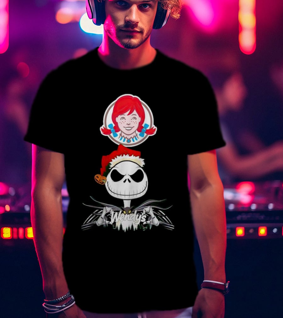 Jack Skellington Wendy’s Christmas Santa Hat Pumpkin T-Shirt