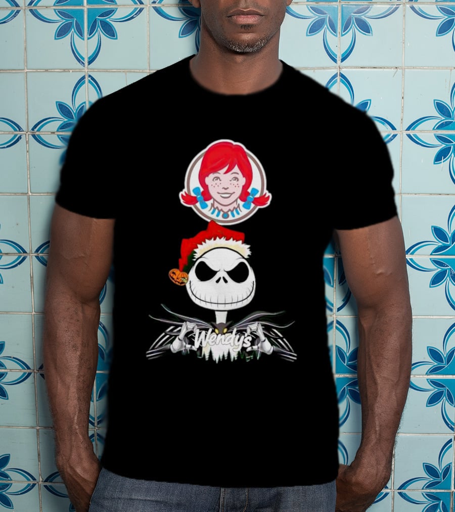 Jack Skellington Wendy’s Christmas Santa Hat Pumpkin T-Shirt