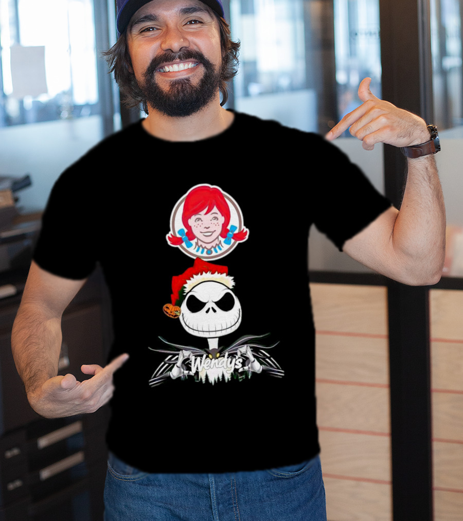 Jack Skellington Wendy’s Christmas Santa Hat Pumpkin T-Shirt