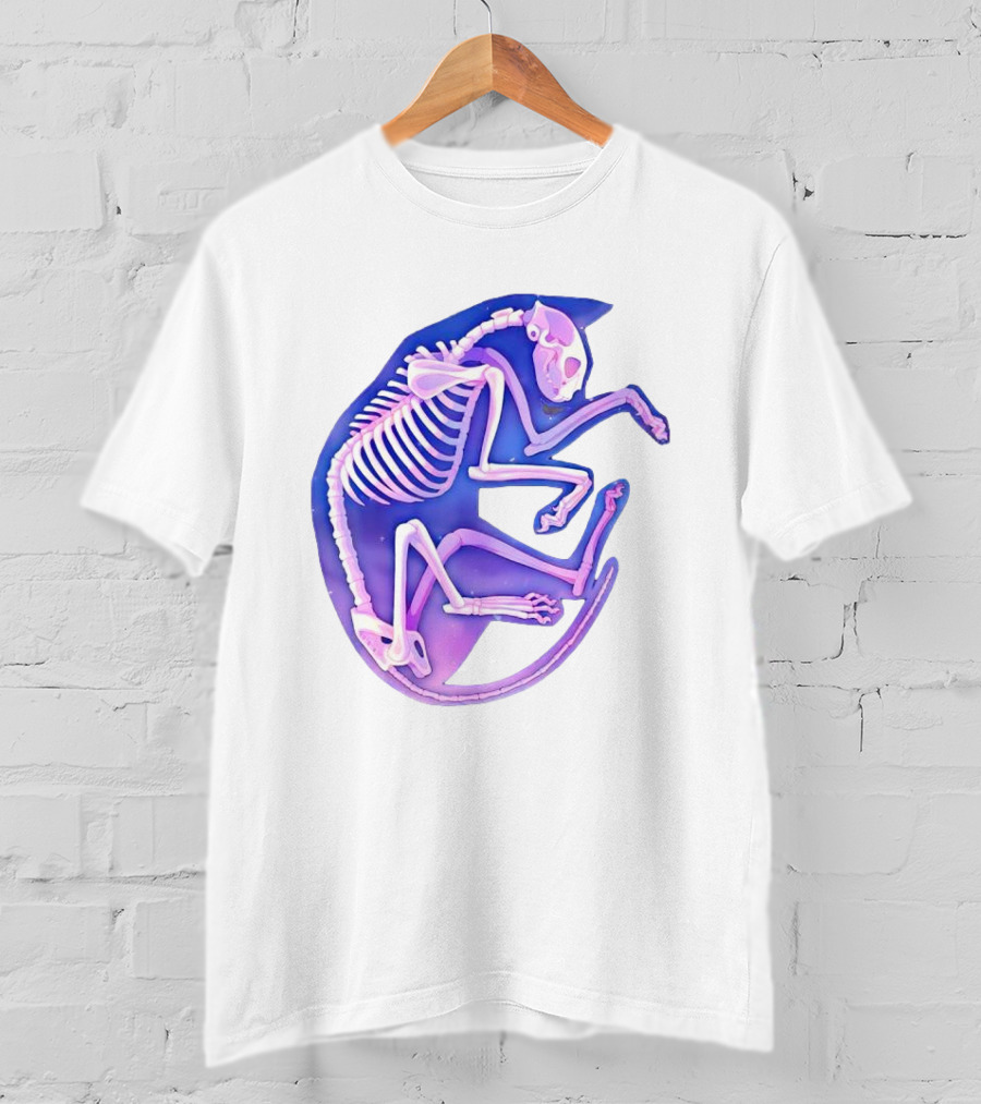 Skeleton Galaxy Cat Cosmic Vibe T-Shirt