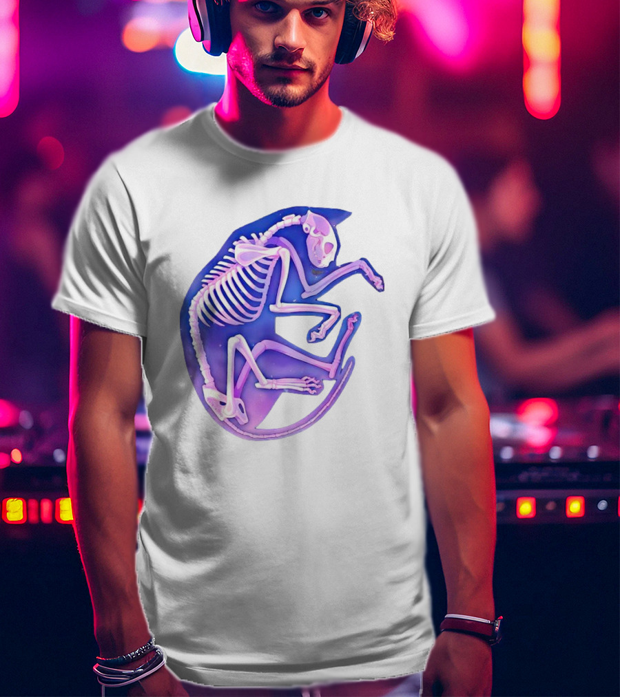 Skeleton Galaxy Cat Cosmic Vibe T-Shirt