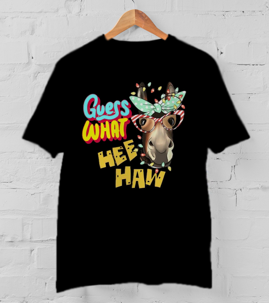 Guess What Hee Haw Christmas Donkey Lights And Glasses T-Shirt