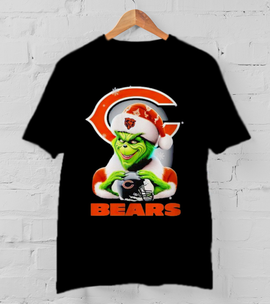 Grinch Chicago Bears Christmas Football Fan T-Shirt