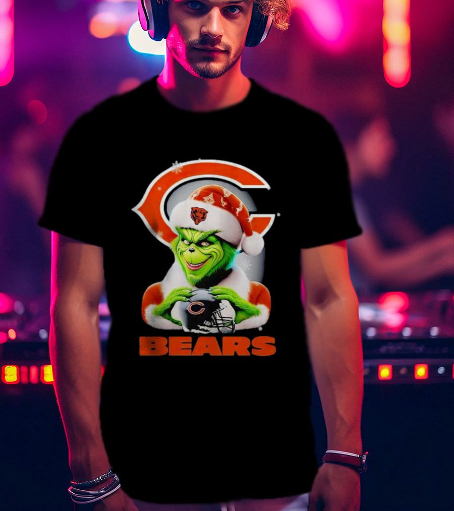 Grinch Chicago Bears Christmas Football Fan T-Shirt