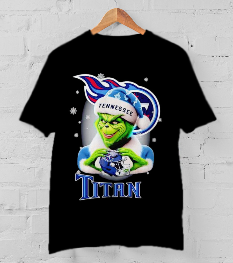 Grinch Tennessee Titans Christmas Snowflakes T-Shirt