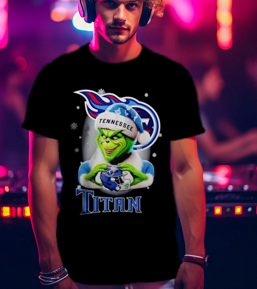 Grinch Tennessee Titans Christmas Snowflakes T-Shirt