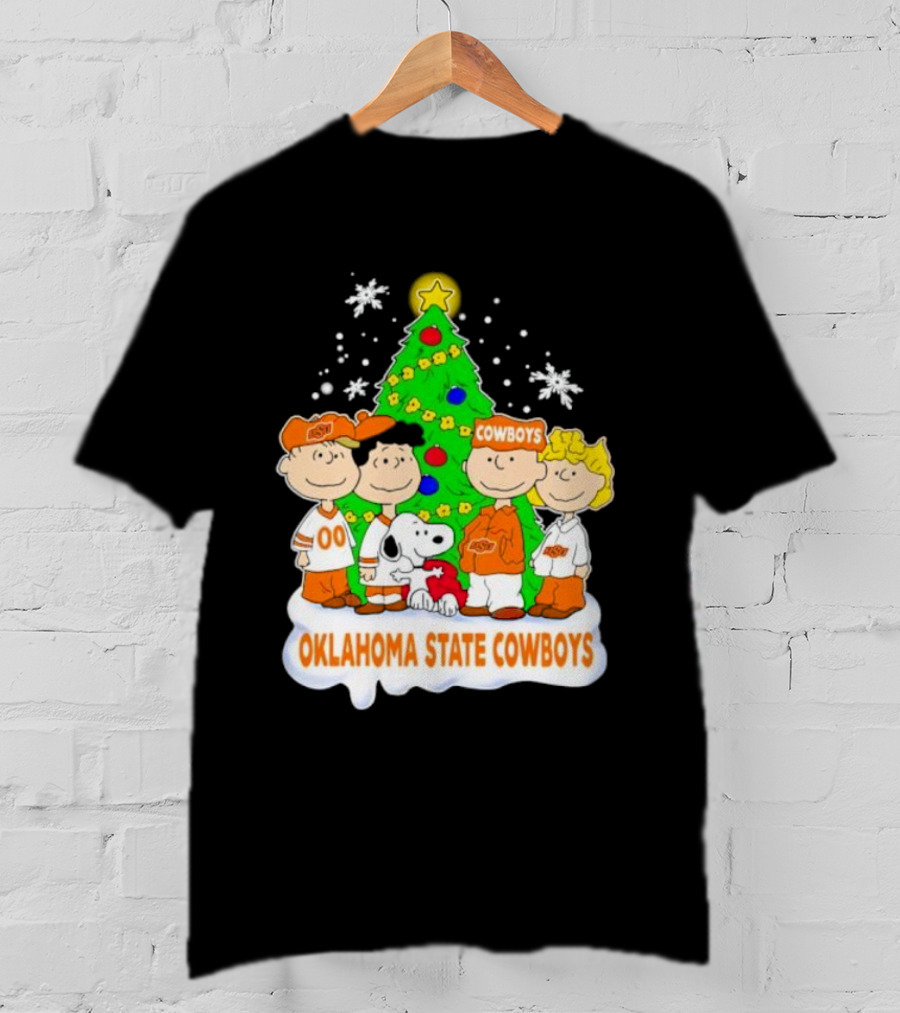 Peanuts Characters Oklahoma State Cowboys Christmas Tree T-Shirt
