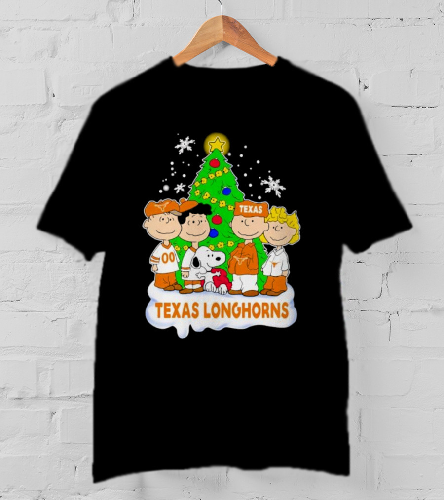 Peanuts Characters Texas Longhorns Christmas Tree T-Shirt