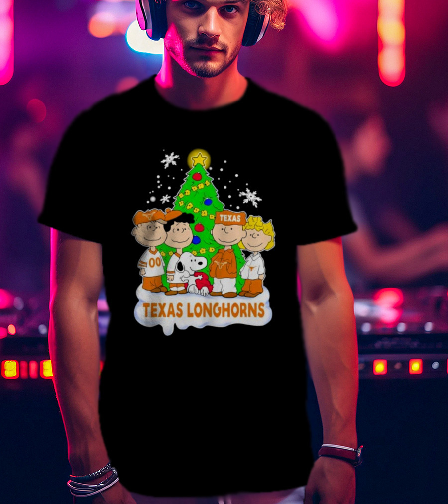 Peanuts Characters Texas Longhorns Christmas Tree T-Shirt