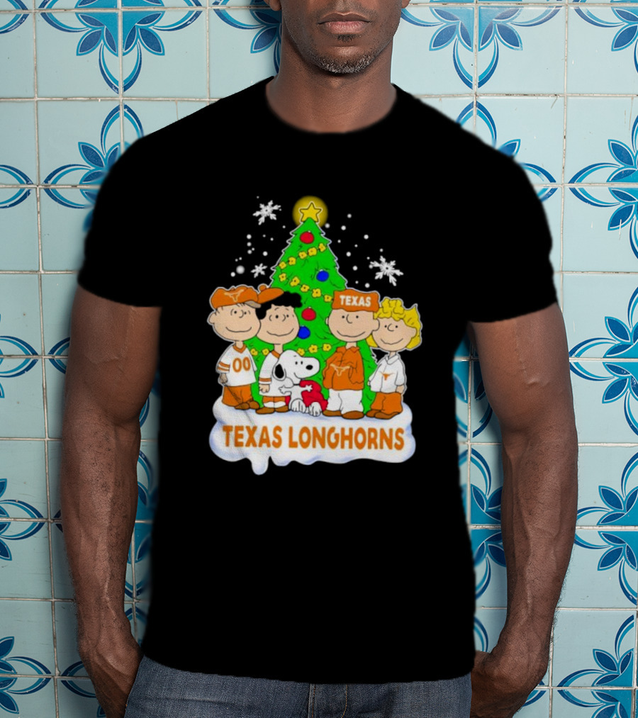 Peanuts Characters Texas Longhorns Christmas Tree T-Shirt