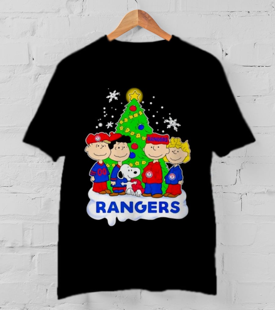 Peanuts Characters Texas Rangers Christmas Tree T-Shirt