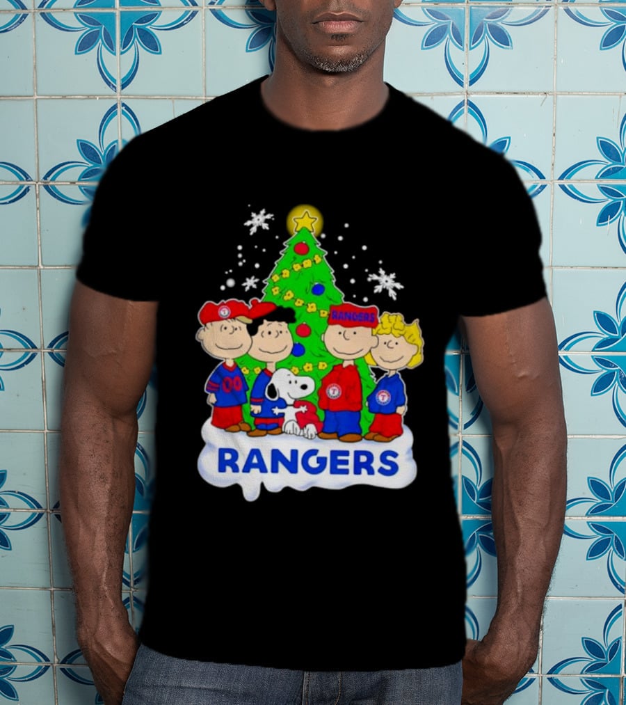 Peanuts Characters Texas Rangers Christmas Tree T-Shirt