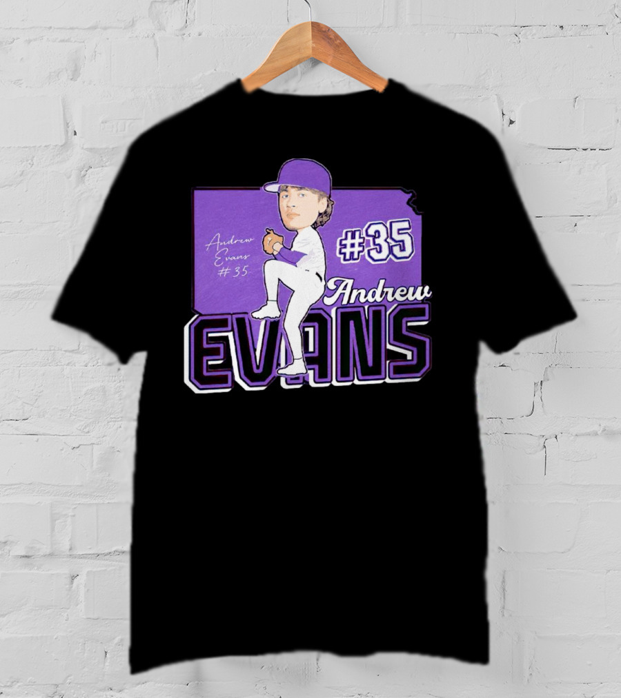 Andrew Evans #35 Kansas State Baseball Signature T-Shirt