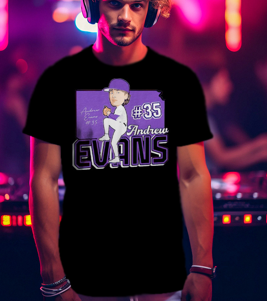 Andrew Evans #35 Kansas State Baseball Signature T-Shirt