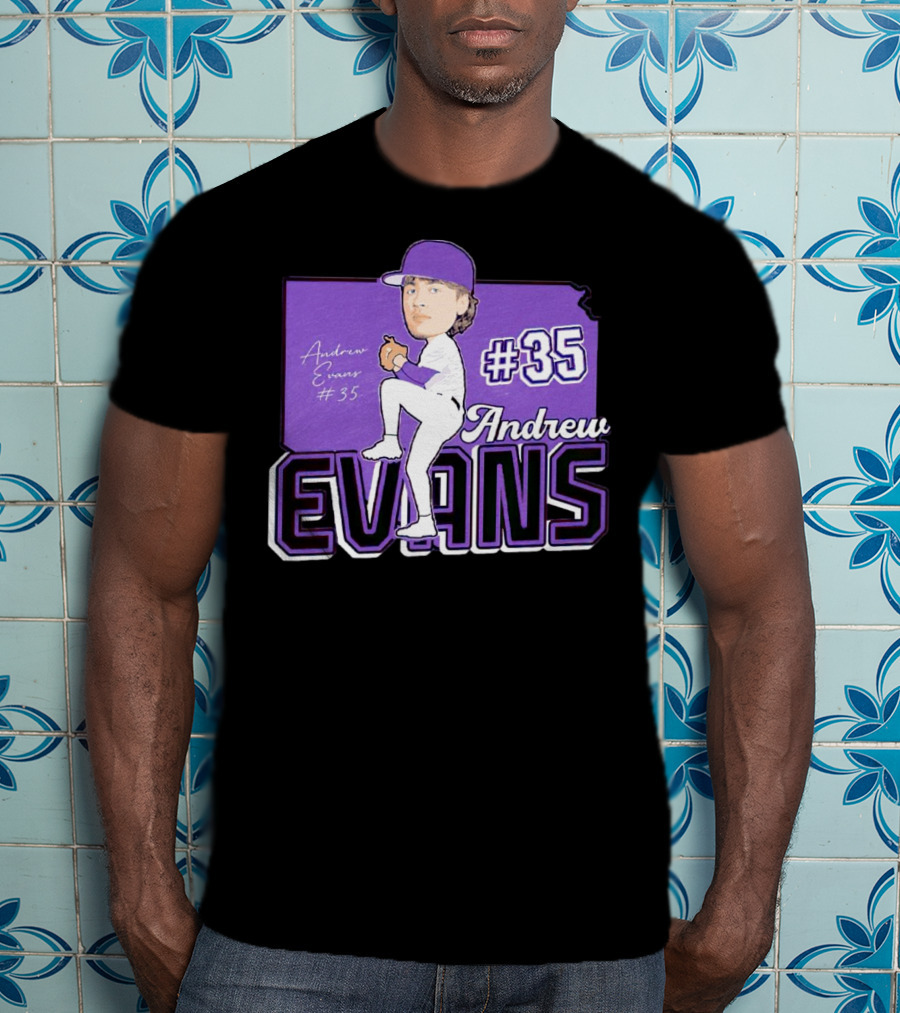 Andrew Evans #35 Kansas State Baseball Signature T-Shirt
