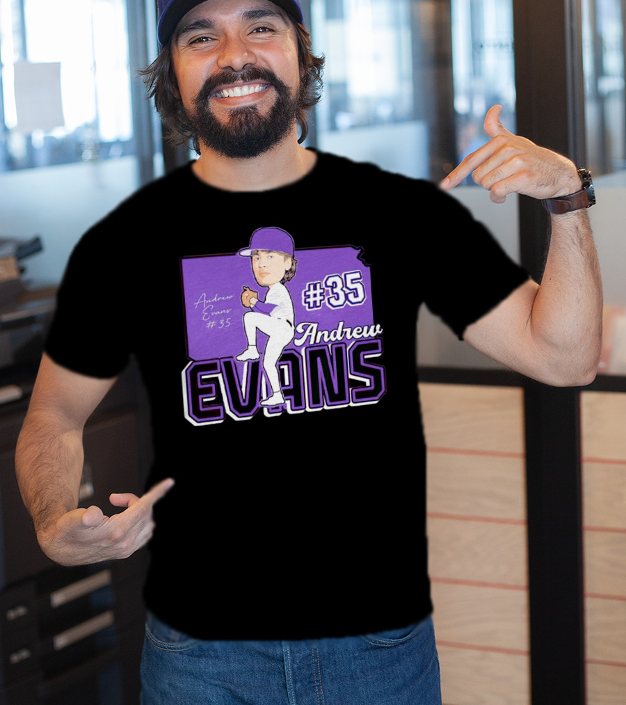 Andrew Evans #35 Kansas State Baseball Signature T-Shirt