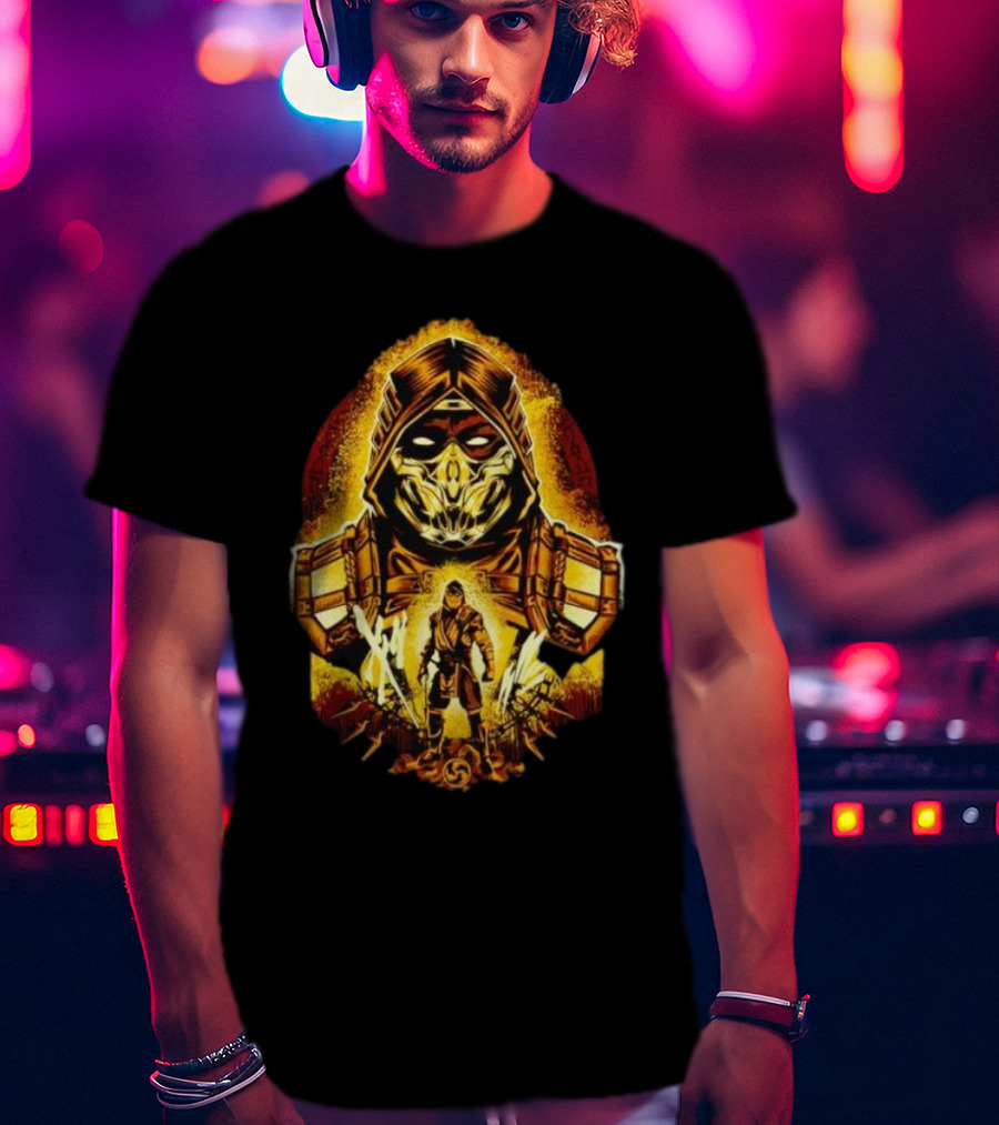 Mortal Kombat Scorpion Battle Stance Fiery Warrior T-Shirt