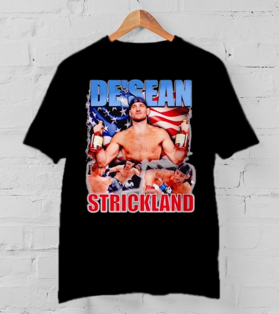 DE’SEAN STRICKLAND American Flag Boxing T-Shirt