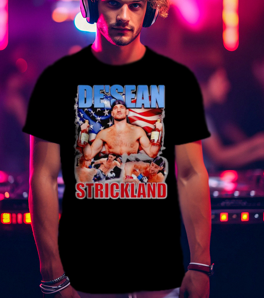 DE’SEAN STRICKLAND American Flag Boxing T-Shirt
