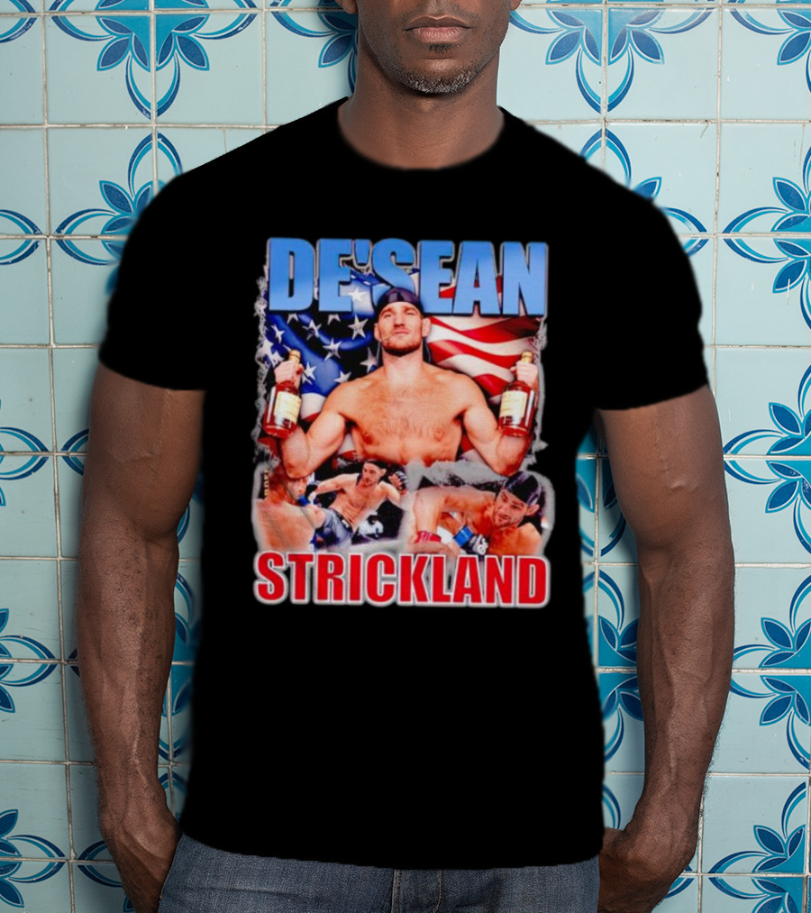 DE’SEAN STRICKLAND American Flag Boxing T-Shirt