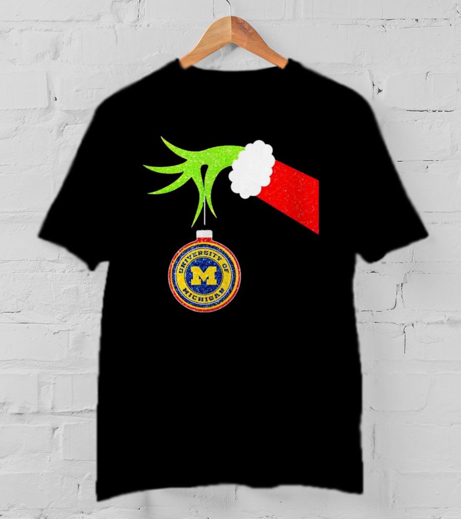 University Of Michigan Christmas Grinch Hand T-Shirt