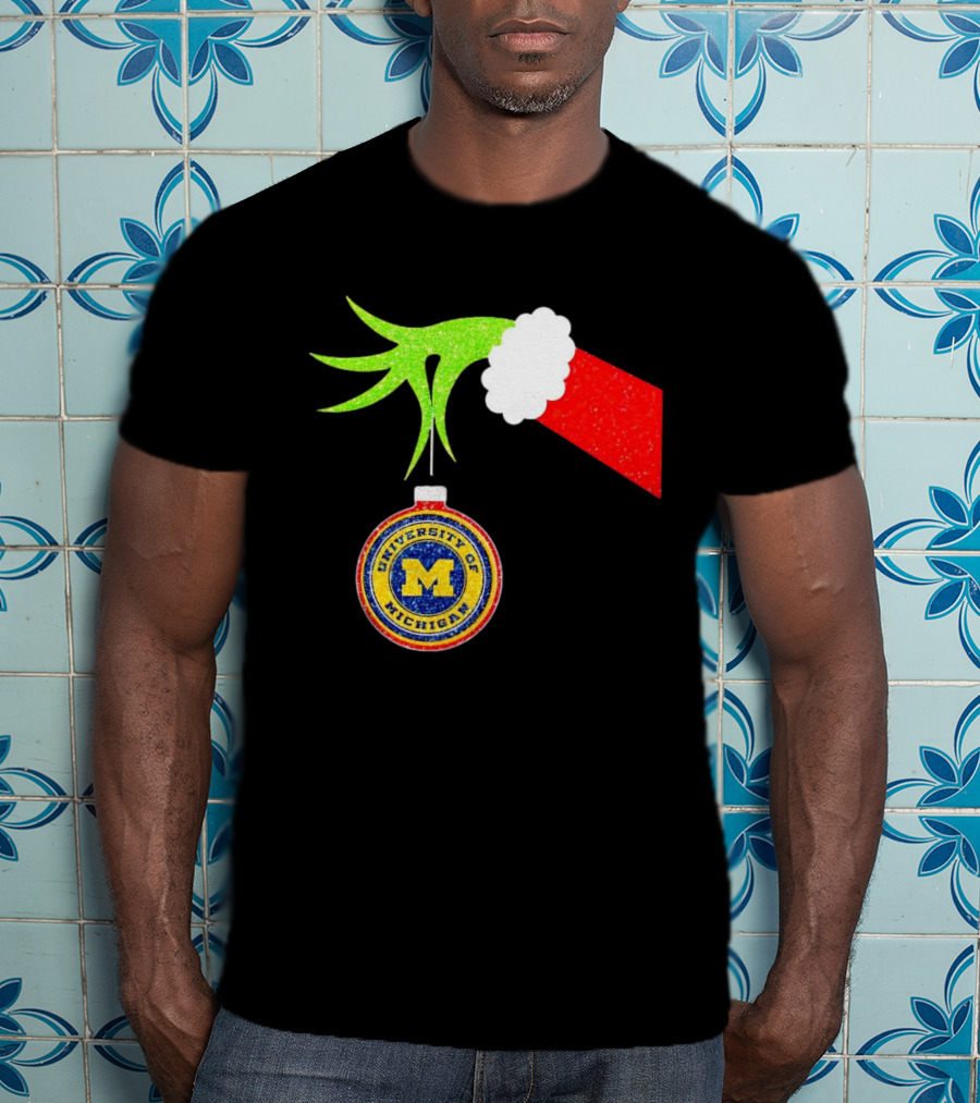 University Of Michigan Christmas Grinch Hand T-Shirt
