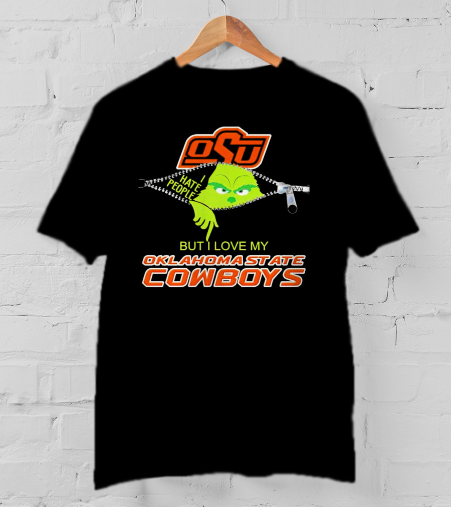 Grinch I Hate People Love My Oklahoma State Cowboys OSU T-Shirt