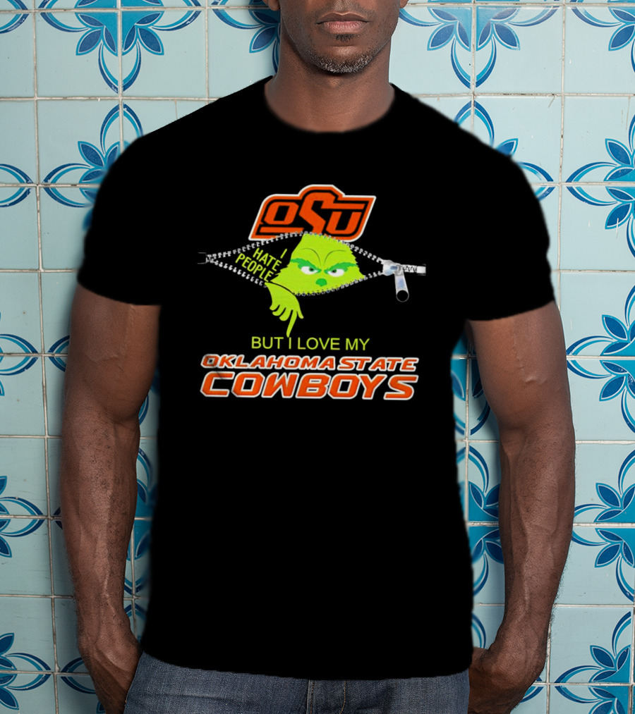 Grinch I Hate People Love My Oklahoma State Cowboys OSU T-Shirt