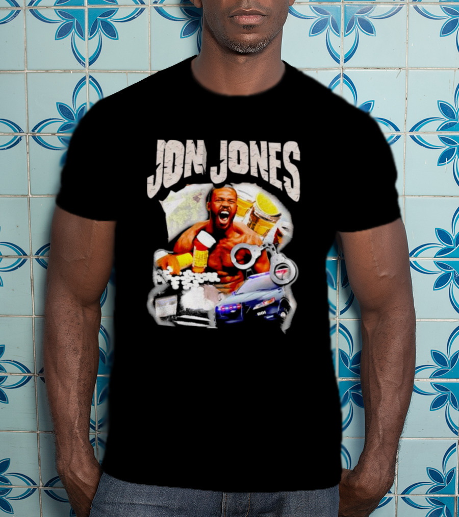 Jon Jones Vintage Police Car Handcuffs Pills Bottles T-Shirt