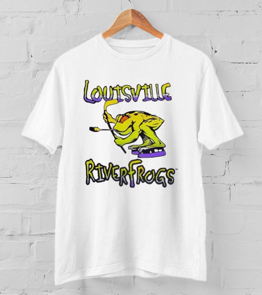 Louisville RiverFrogs Frog Playing Hockey T-Shirt