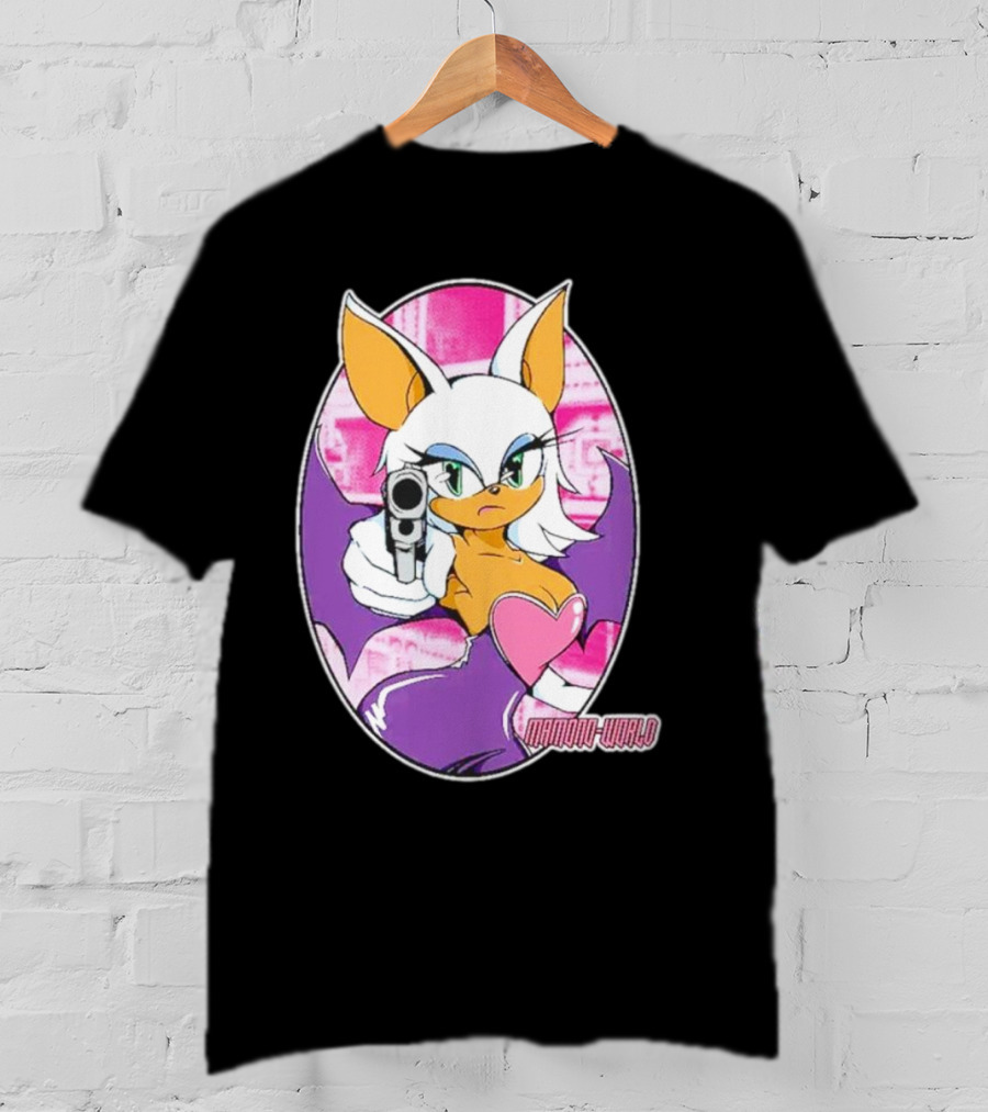 Mamono World Character With Gun And Heart T-Shirt