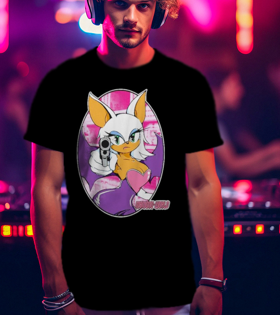 Mamono World Character With Gun And Heart T-Shirt