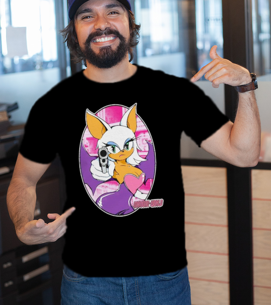 Mamono World Character With Gun And Heart T-Shirt