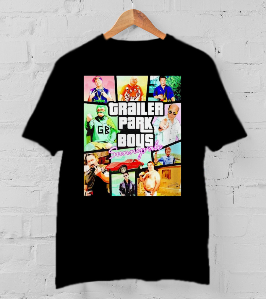 Trailer Park Boys Sunnyvale Collage Of Characters And Car In Vibrant Colors T-Shirt