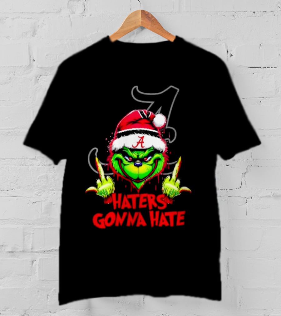 Alabama Crimson Tide Grinch Haters Gonna Hate Middle Finger T-Shirt