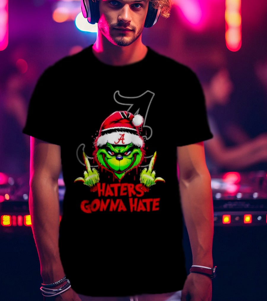 Alabama Crimson Tide Grinch Haters Gonna Hate Middle Finger T-Shirt
