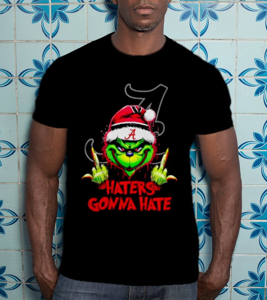 Alabama Crimson Tide Grinch Haters Gonna Hate Middle Finger T-Shirt