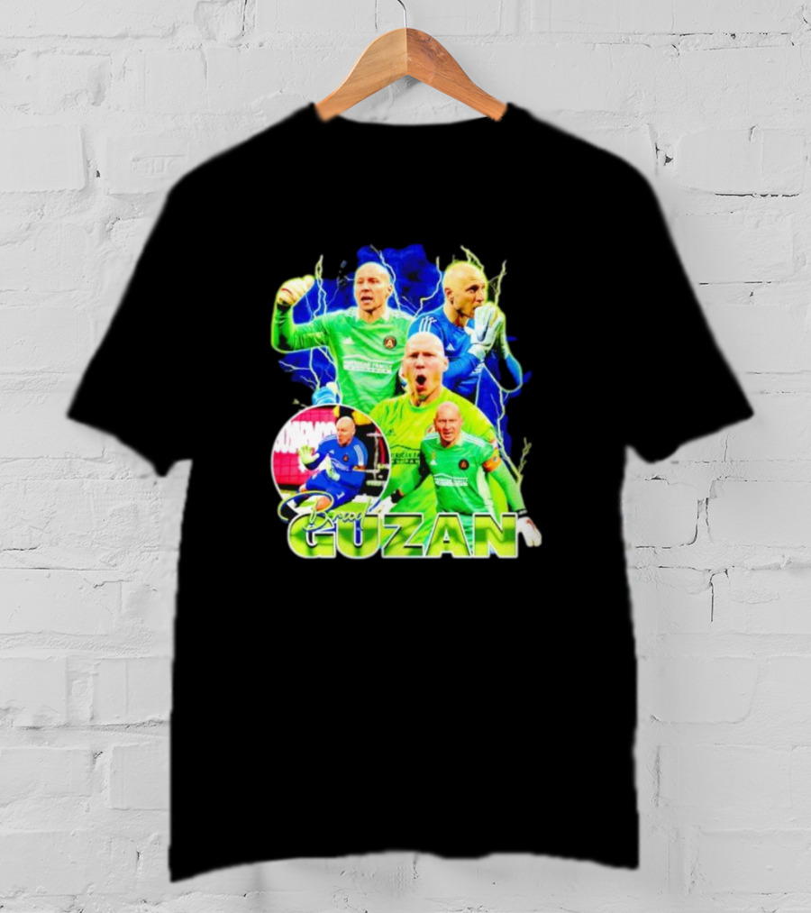 Brad Guzan Atlanta United Green And Blue Lightning Soccer Montage T-Shirt