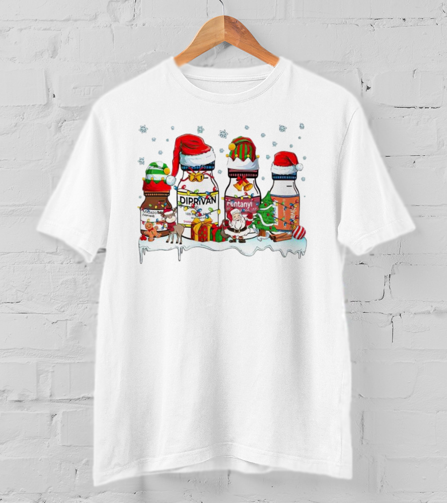 Santa Diprivan Fentanyl Christmas Bottles T-Shirt