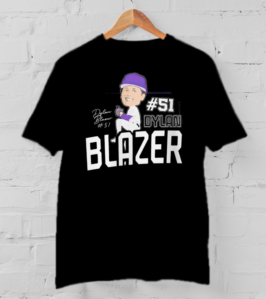 Dylan Blazer #51 Caricature Signature Baseball T-Shirt