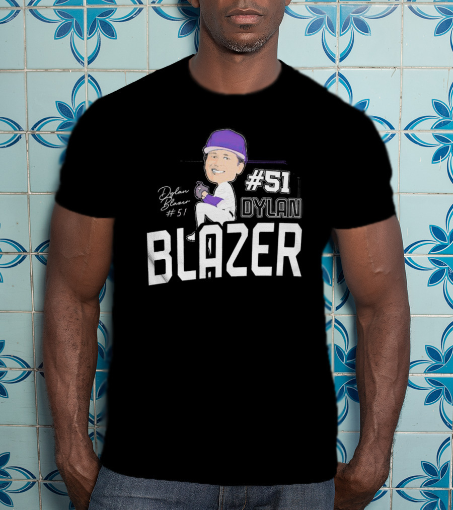 Dylan Blazer #51 Caricature Signature Baseball T-Shirt