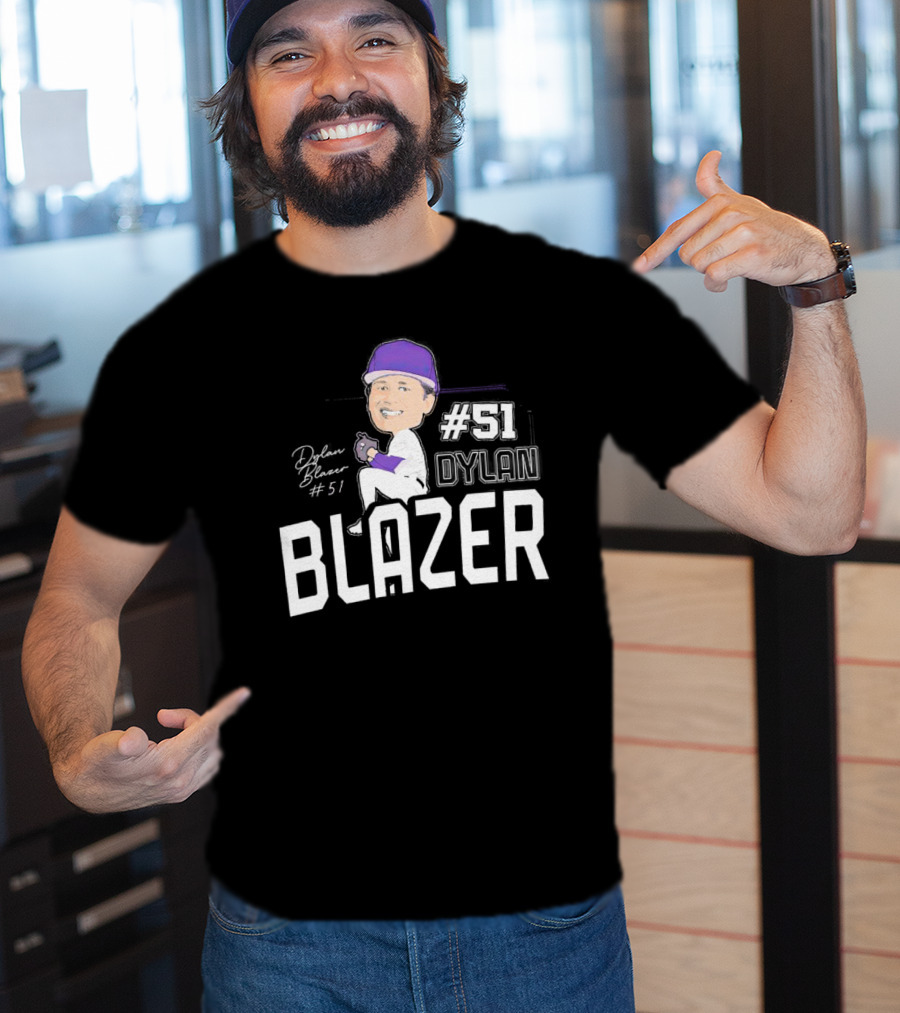 Dylan Blazer #51 Caricature Signature Baseball T-Shirt