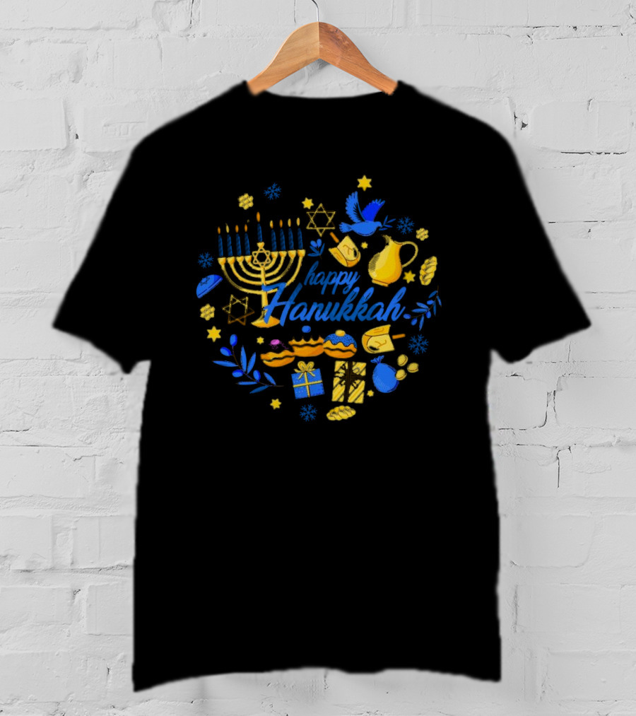 Happy Hanukkah Menorah Dreidel Gifts Star Of David Celebrations T-Shirt