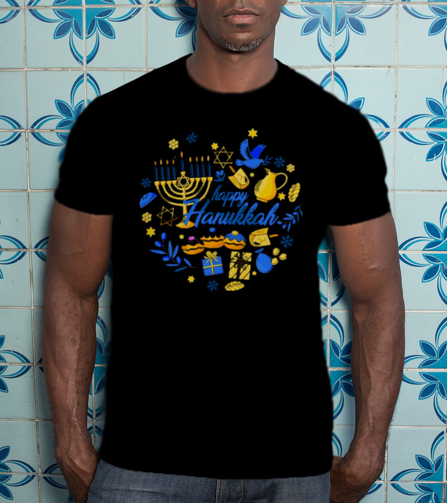 Happy Hanukkah Menorah Dreidel Gifts Star Of David Celebrations T-Shirt