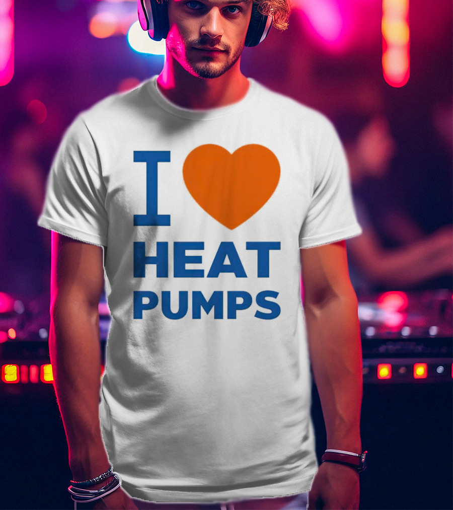 I Heart Heat Pumps Bold Blue Orange T-Shirt