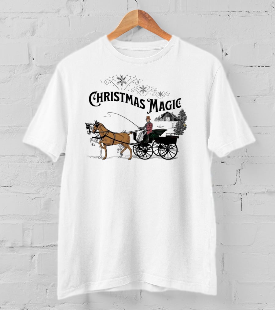 Christmas Magic Horse And Carriage Scene T-Shirt
