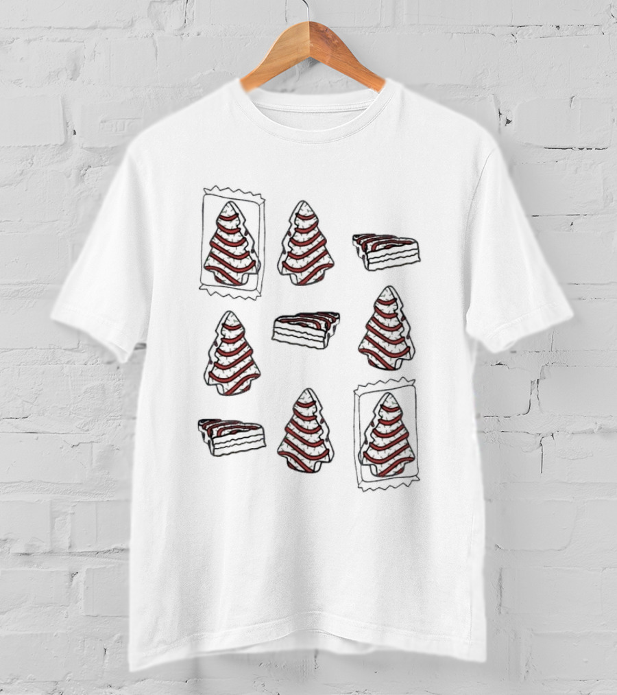 Christmas Tree Cakes Snack Pattern Christmas Holiday T-Shirt