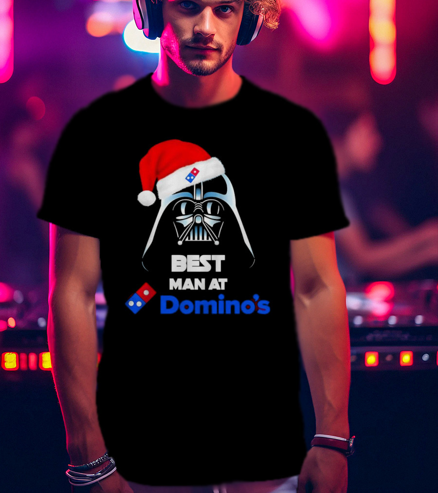 Darth Vader Santa Hat With Best Man At Domino's Christmas T-Shirt