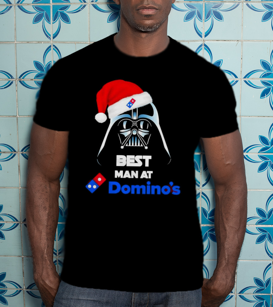 Darth Vader Santa Hat With Best Man At Domino's Christmas T-Shirt